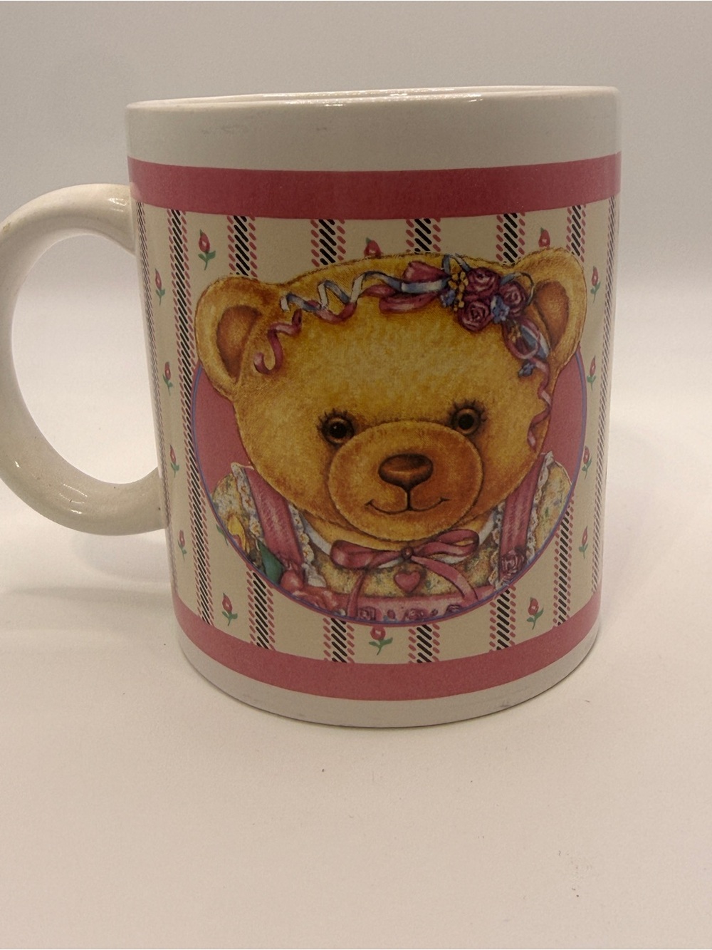Teddy Bear Design Daisy-May for House Of Almonds 1987 Pink Floral Teddy mug